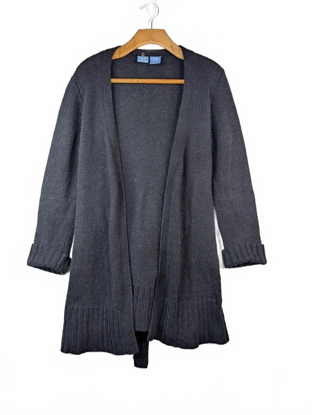 VTG 90's Next Era Longline Wool Blend Open-Front Knit Cardigan Medium